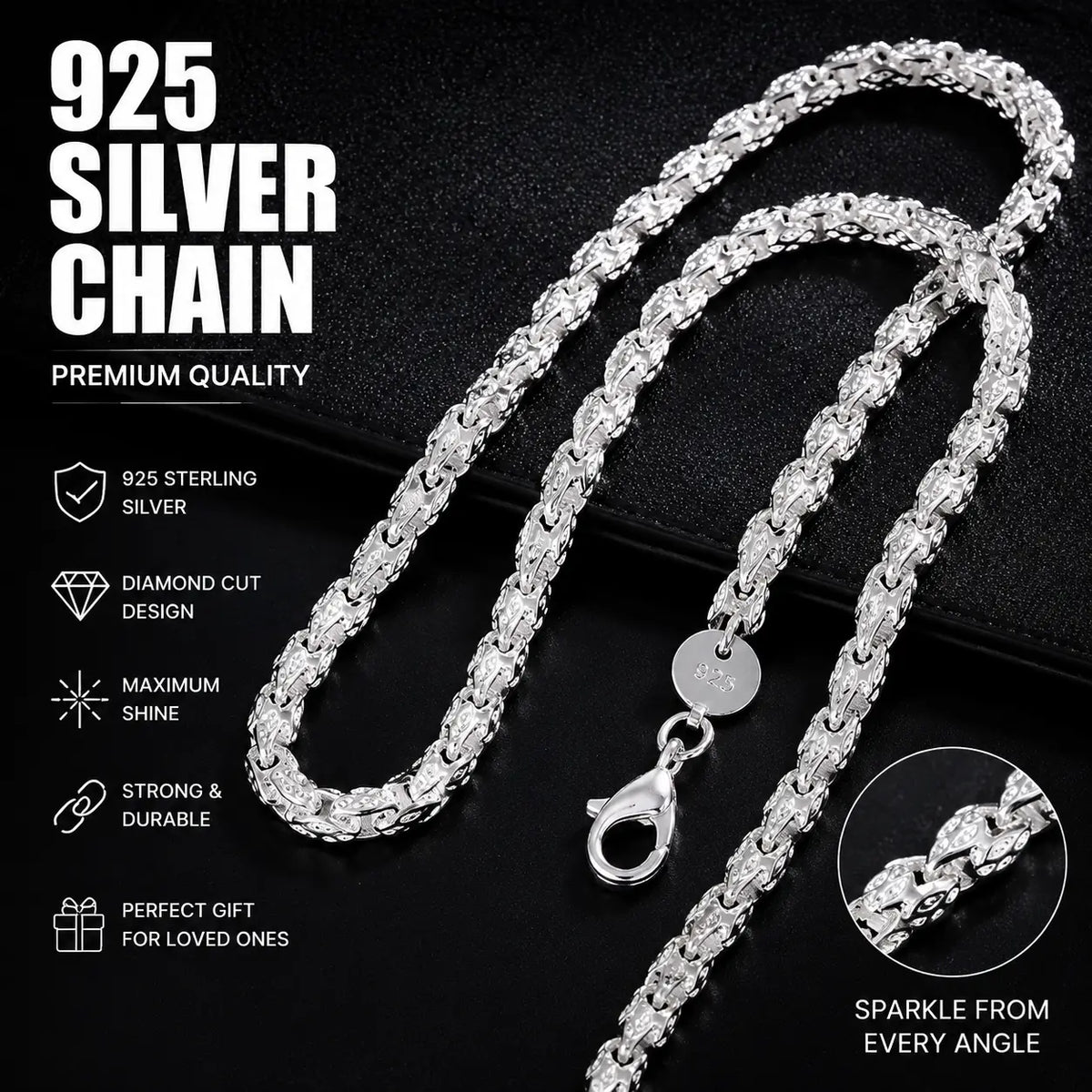 Hot 925 Silver 5Mm Faucet Chain 20-24Inch Necklace for Men Women Fashion Party Wedding Accessories Elegant Gift for Everyday Wear